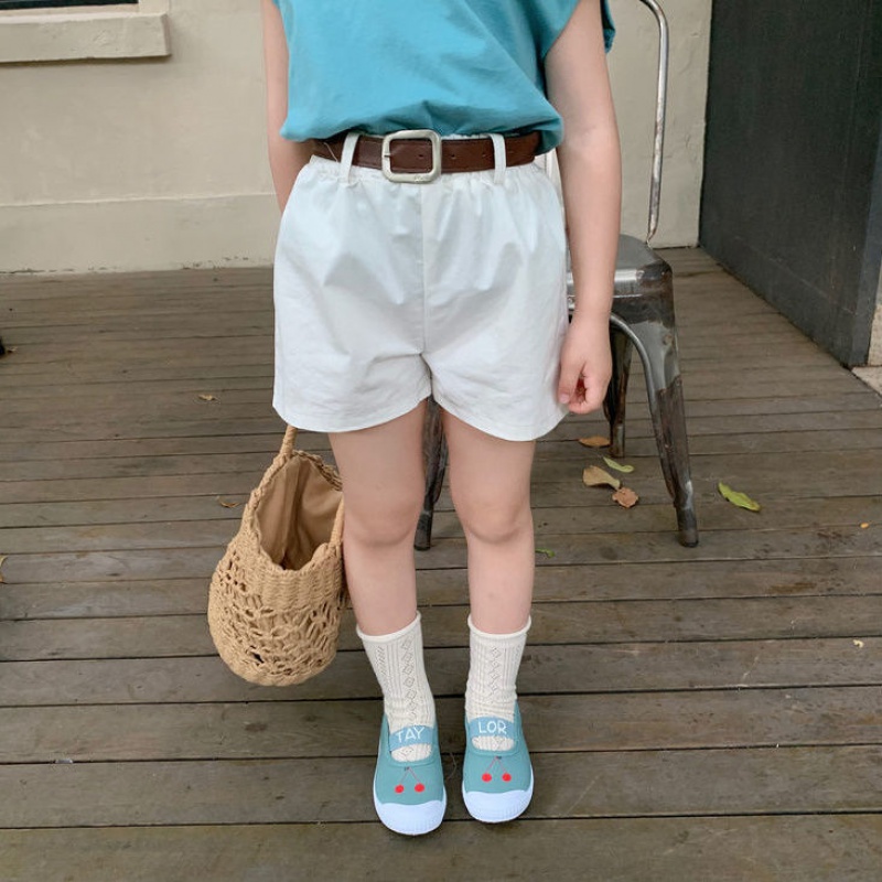 Girl Foreign Belt Shorts Shorts Summer Dress New Children 100 Hitch 50% Pants Fashion Han Version Loose Baby Thin pants