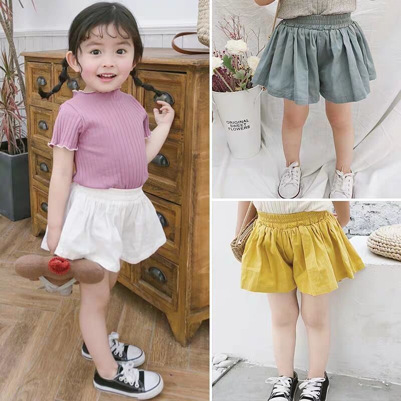 Little Girl Foreign Pie Dress Pants Summer Dress 2021 New Baby Boy Korean Version Shorts Wave Baby Summer Broadlegged Pants