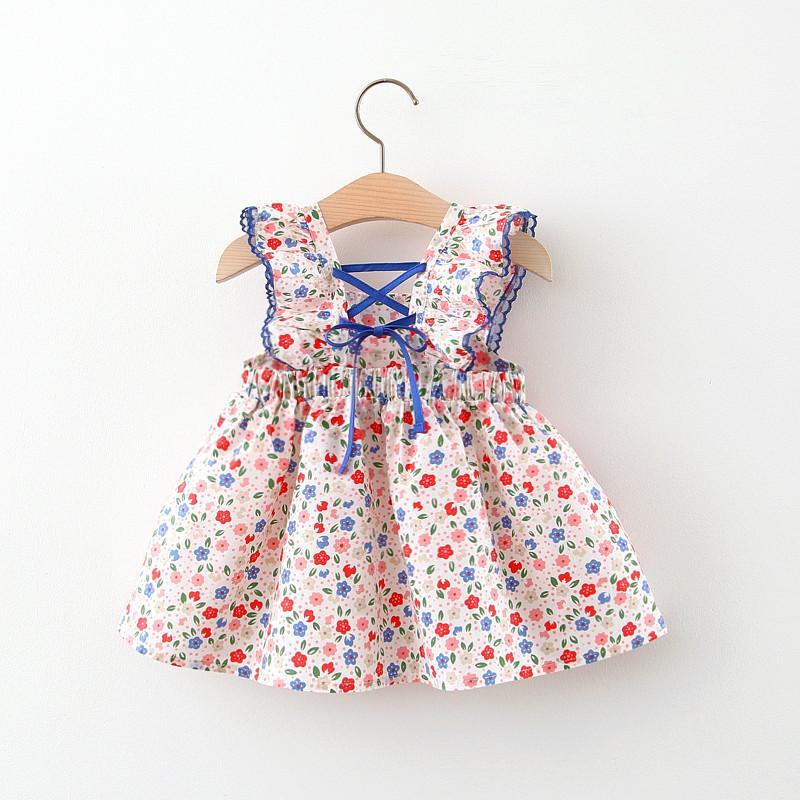 Girl's hanging band dress 2021 new children summer dress female baby polo Flowers Princess Dress Little Girl Foreign Dress
