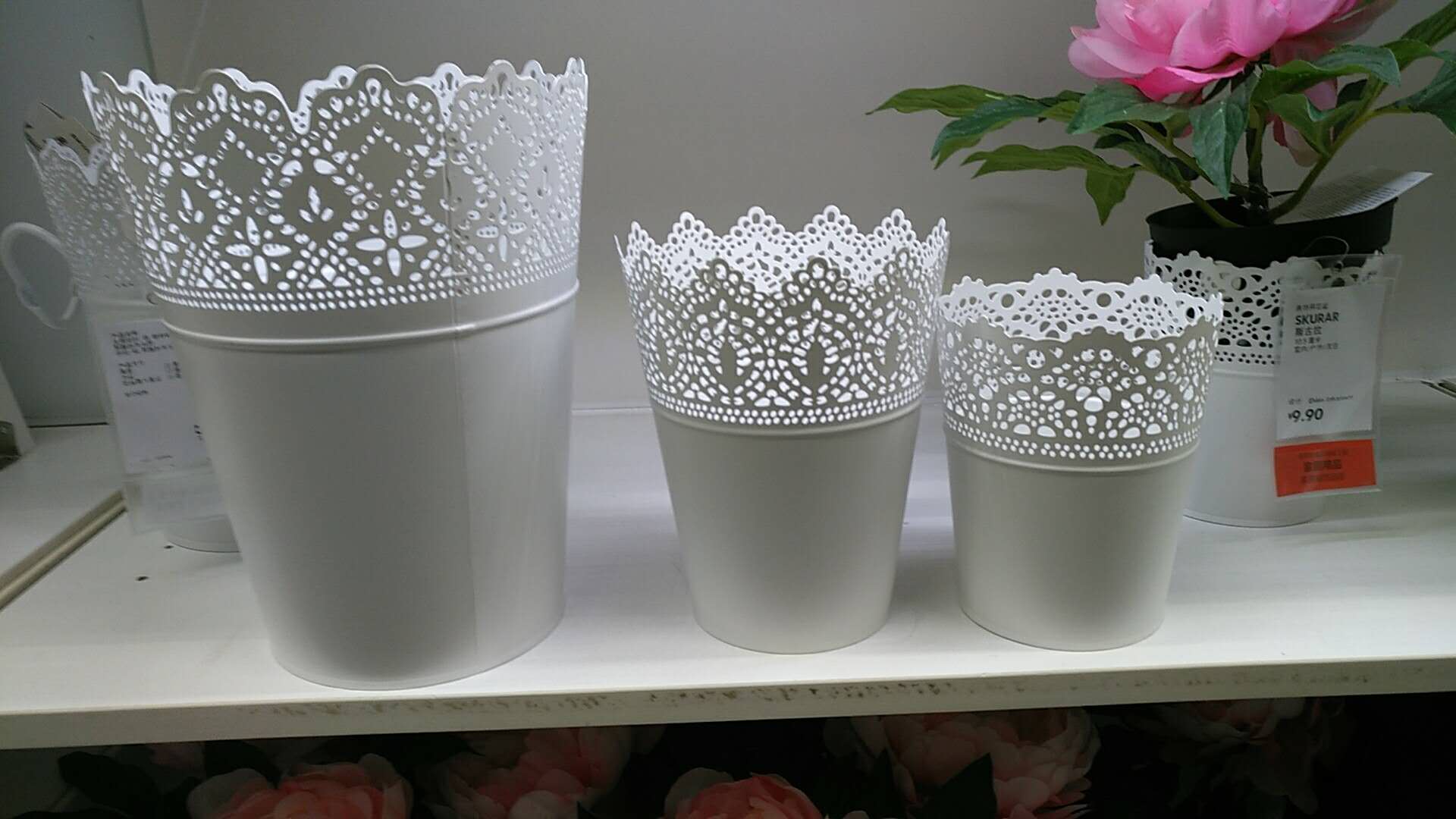 IKEA Kaka Tô Châu IKEA mua chậu hoa trang trí Skoura bình hoa màu xám trắng trong nhà ngoài trời mua trong nước - Vase / Bồn hoa & Kệ bình thủy tinh cắm hoa