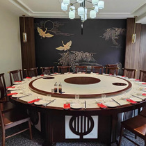 New Chinese-style hotel dining table large round table electric rotating imitation marble 15 people 20 people hotel restaurant hot pot table