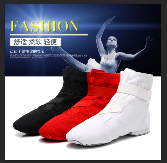 New Sticky Buttons High Cylinder Jazz Boots Adult Children Canvas Women Ballet Soft-bottom Practice Shoes Yoga Folk Dance Shoes