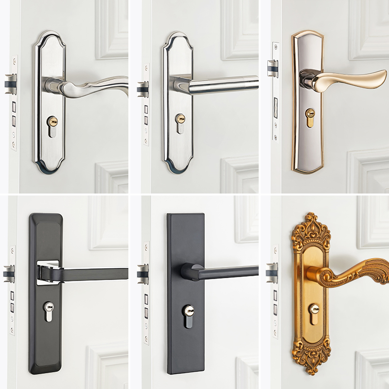 Door lock Household universal bedroom Indoor room lock Aluminum alloy door handle handle lock Bathroom wooden door