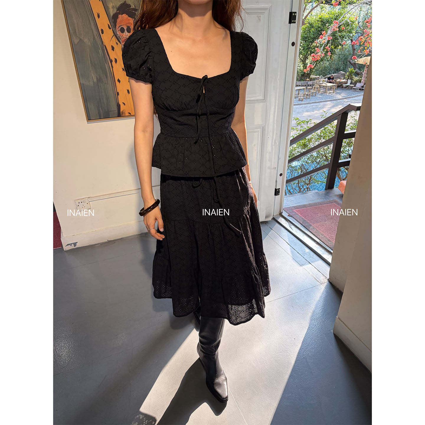 INAIEN26 ранняя весна "беглая принцесса" юбка с утяжкой на талии весна-лето