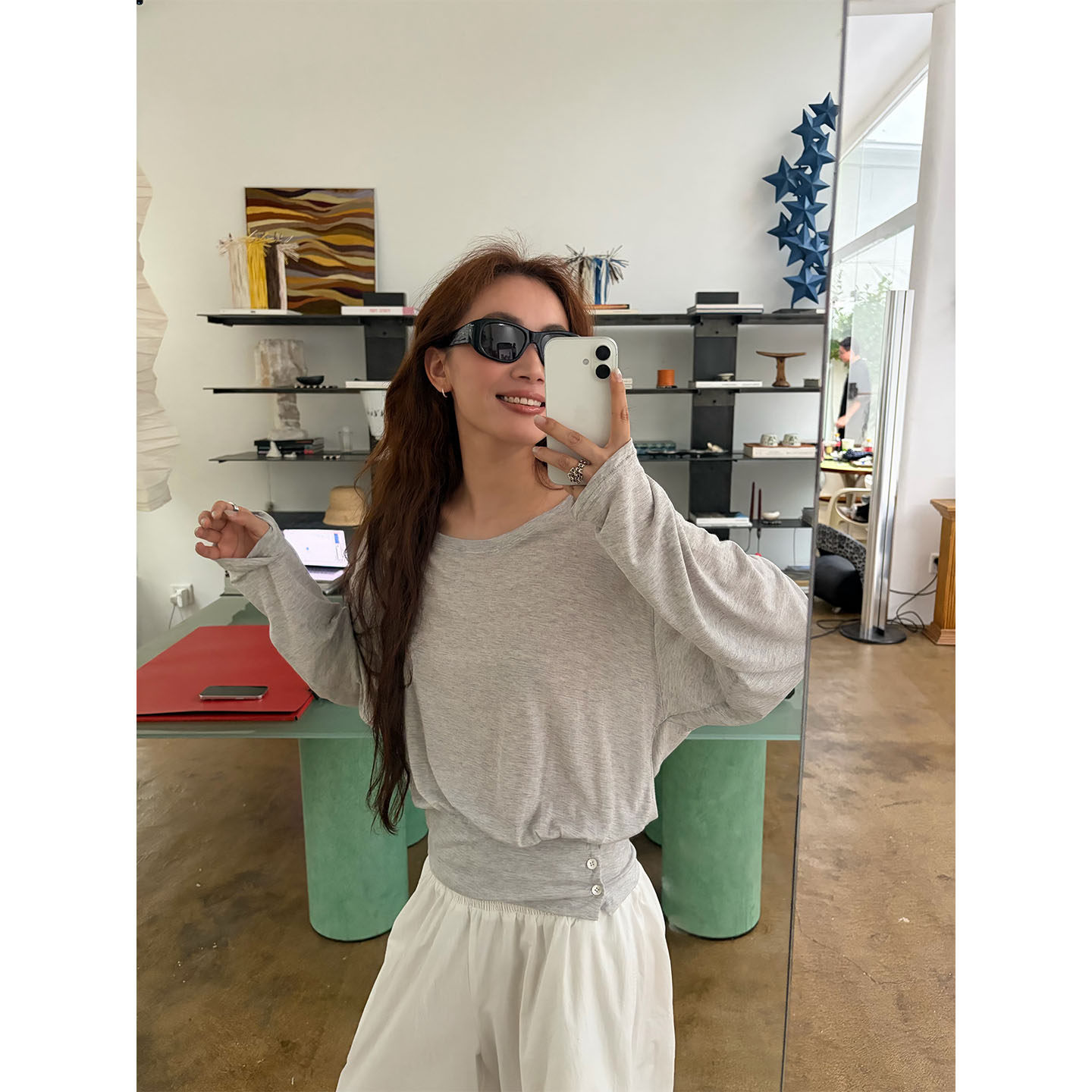 INAIEN笑笑家 "Легкий кислород" весенне-летняя тенсел-шерстяная приталенная солнцезащитная кофта тонкая с длинным рукавом