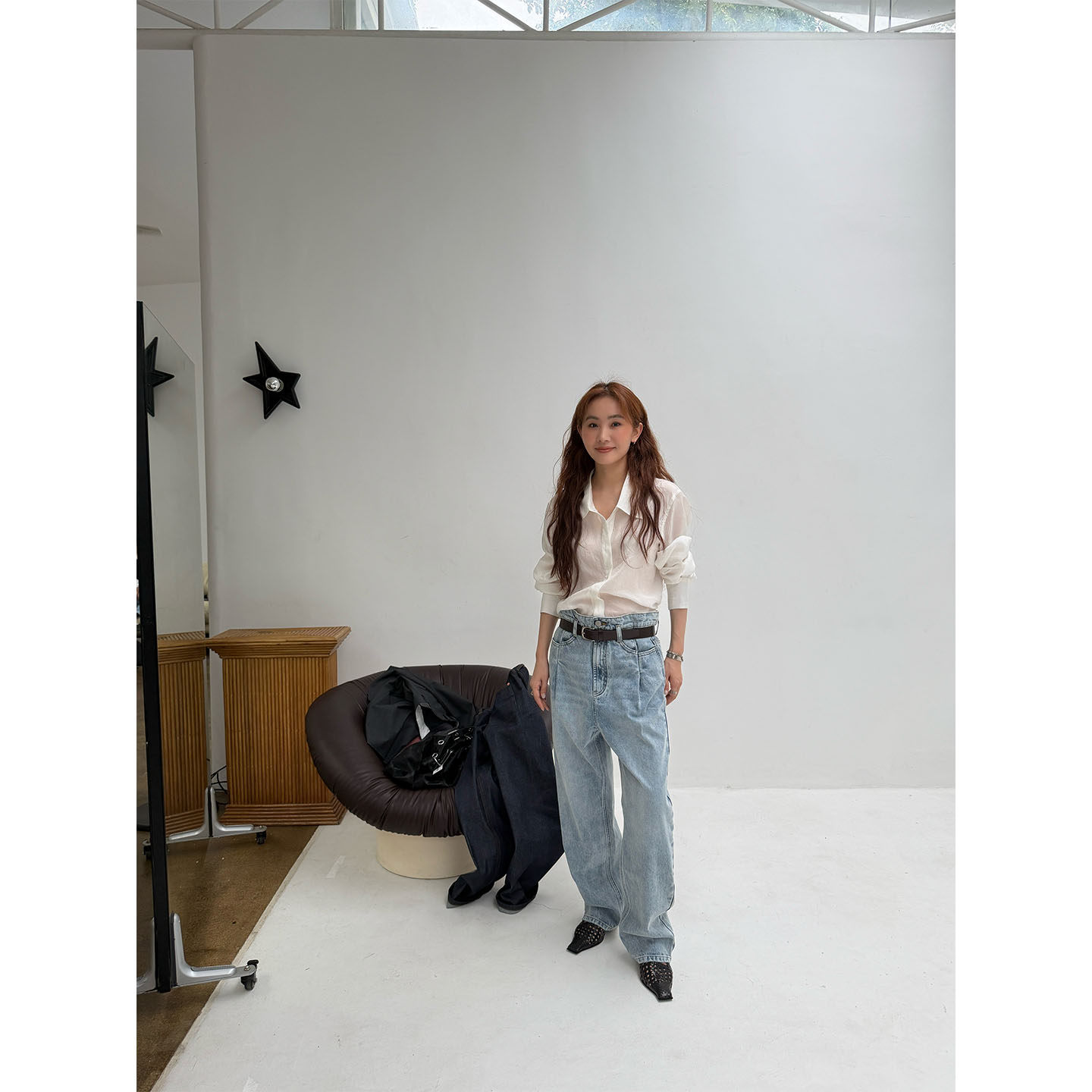 INAIEN笑笑家 "Белый лунный свет" рубашка из тенсела с длинными волокнами и искусственным шелком, стройнящая элегантная приталенная универсальная рубашка