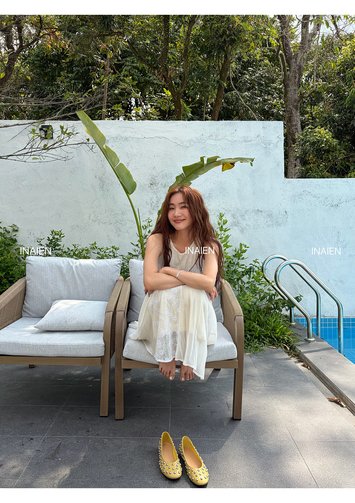 INAIEN笑笑家26 ранняя весна "Кружевная мечта" нежная элегантная кружевная жаккардовая юбка с приталенным силуэтом