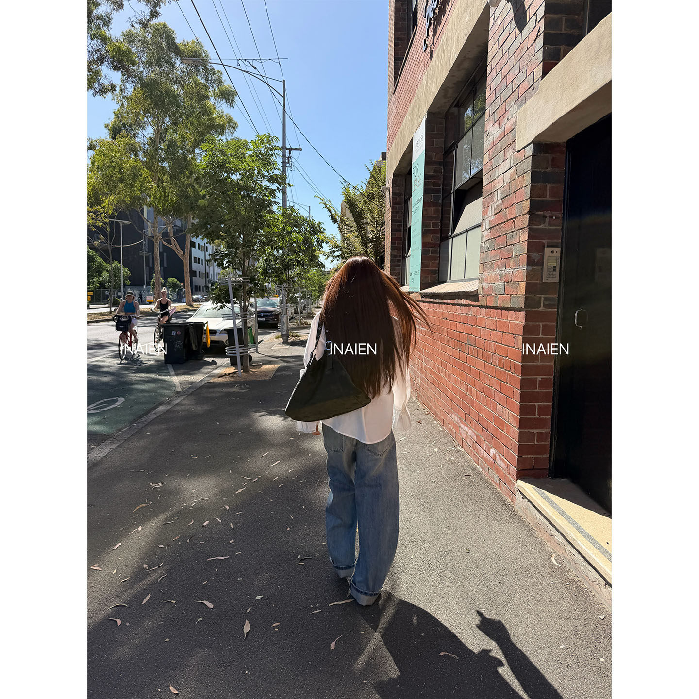 INAIEN笑笑家 джинсы дымчато-синие 2026 новая модель женские широкие брюки