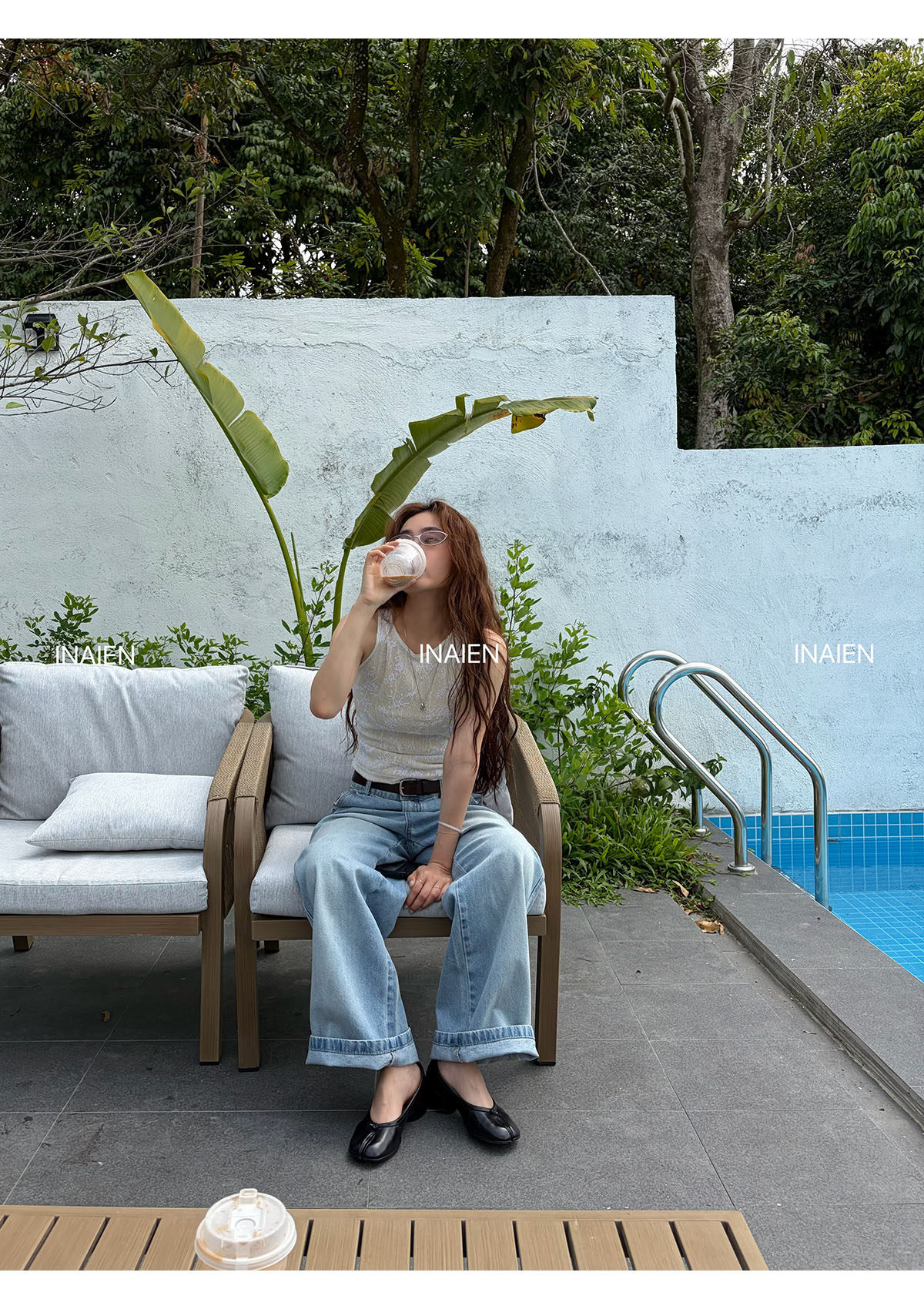 INAIEN笑笑家26 ранняя весна "Кружевная мечта" нежная элегантная кружевная жаккардовая юбка с приталенным силуэтом