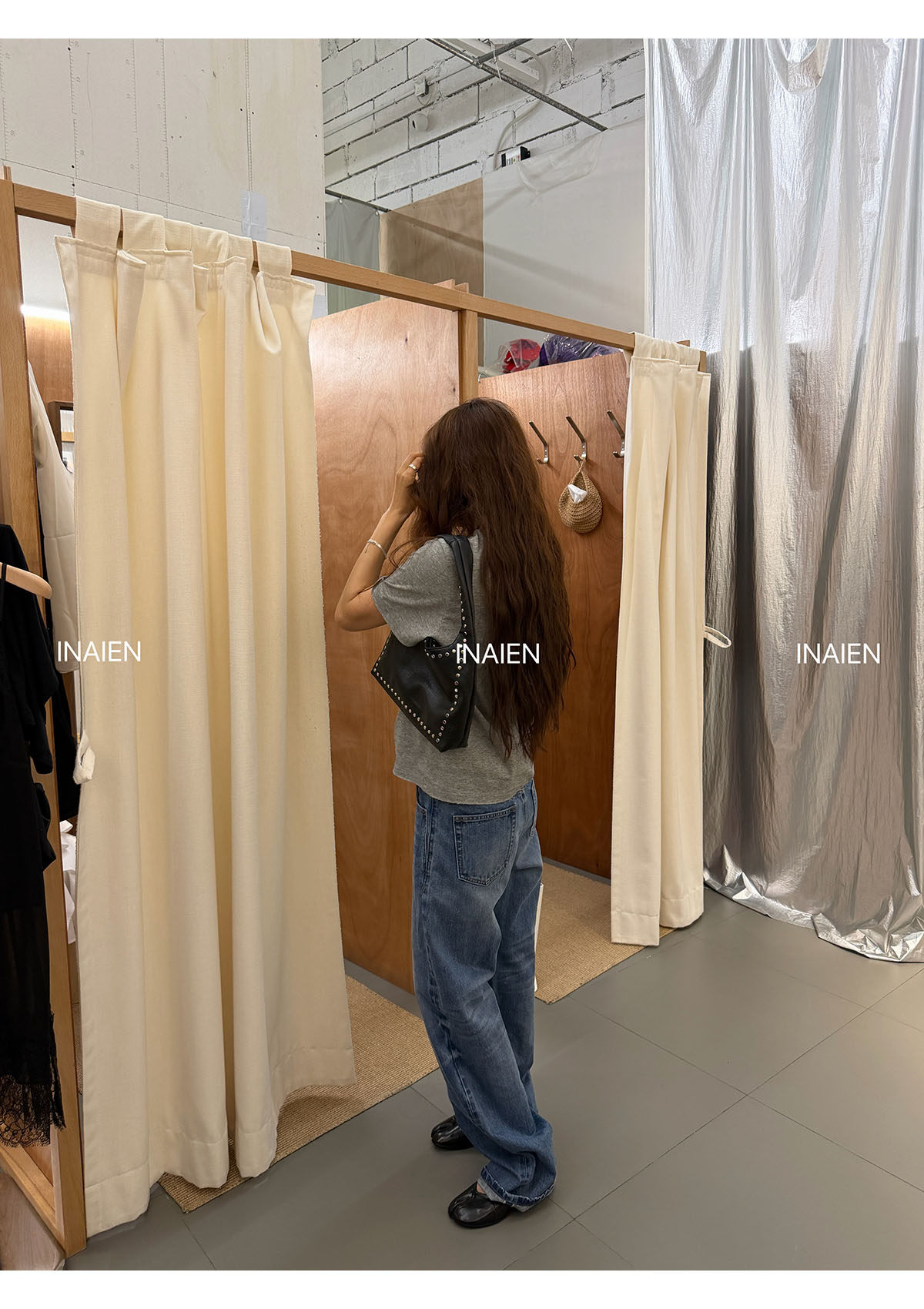 INAIEN笑笑家 весна-лето футболка с принтом букв, потертая, свободная, скрывающая недостатки