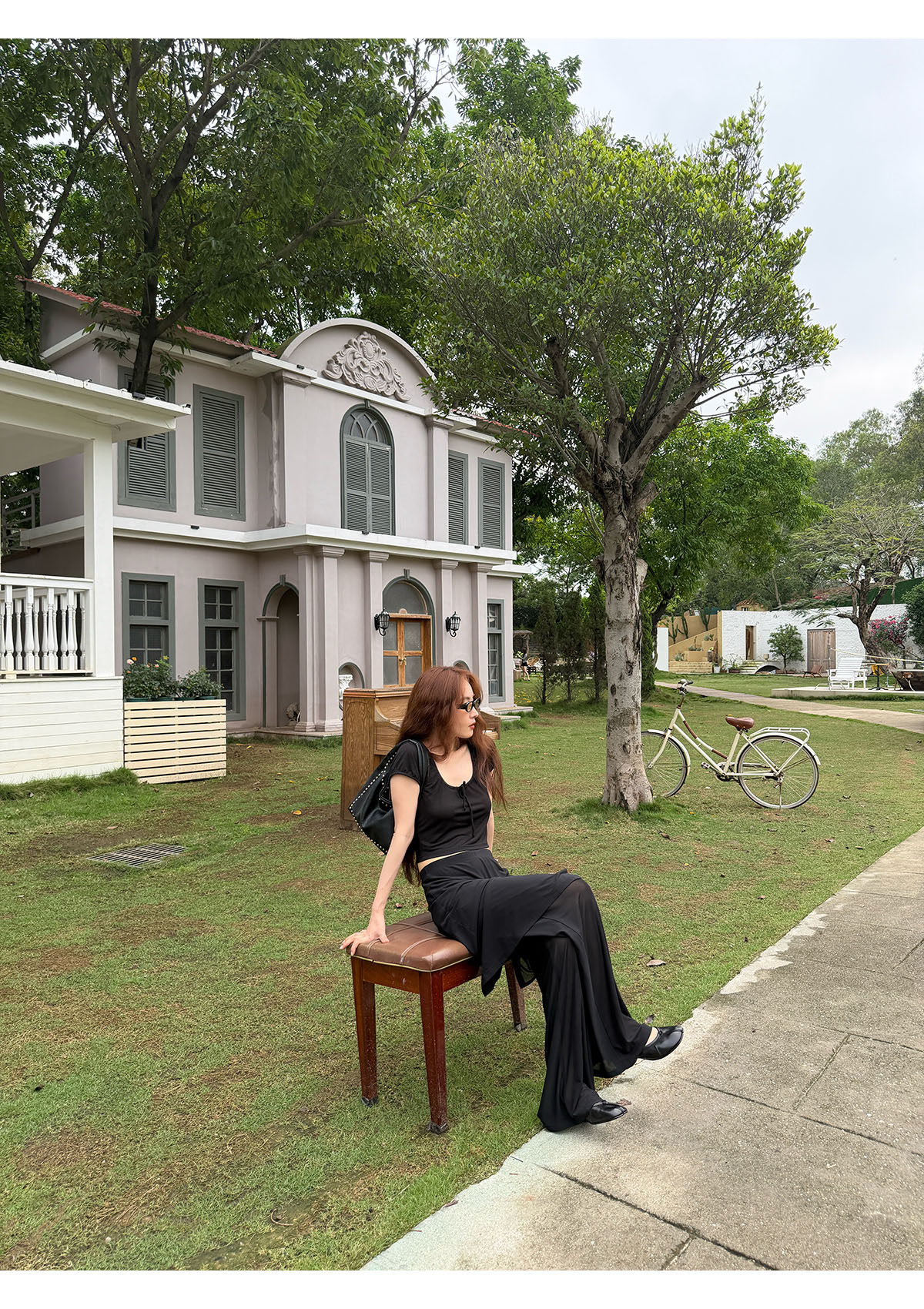 INAIEN笑笑家 "Манхэттен черная вуаль" плотная сетчатая устойчивая к складкам корректирующая деловая элегантная юбка-брюки из сетки