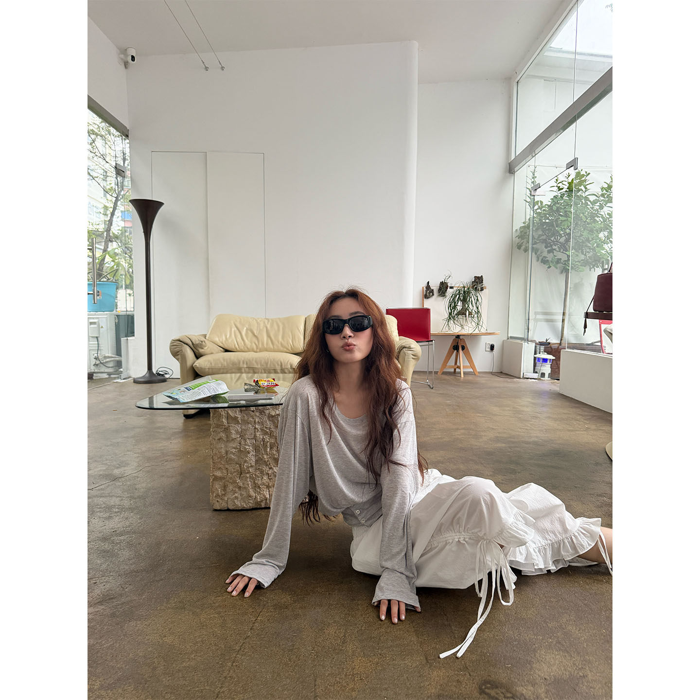 INAIEN笑笑家 "Легкий кислород" весенне-летняя тенсел-шерстяная приталенная солнцезащитная кофта тонкая с длинным рукавом