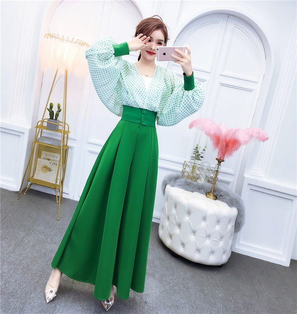 Women's 2023 Spring New Temperament Ladies Foreign Style Polka Dot Loose Top High Waist Wide Leg Pants Fashion Two-Piece Suit