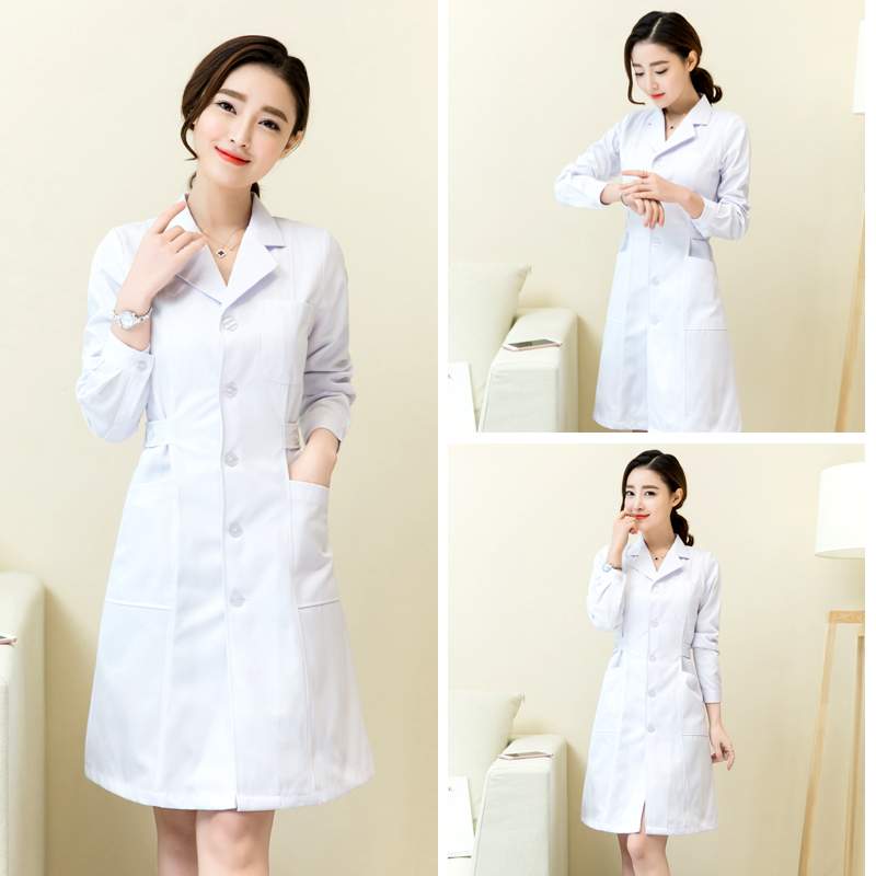 Bai Dayi long-sleeved nurse suit summer short-sleeved physician Slim waist male and female students lab doctor uniforms
