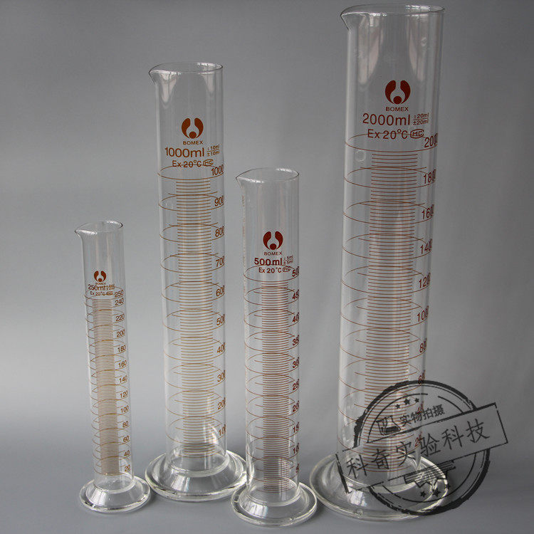 优质250ml高硼硅量筒 厚壁量筒 玻璃量筒 实验室玻璃器皿 透亮