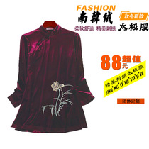 New Hua Wutang South Korean velvet embroidery Tai Chi T shirt martial arts practice clothes winter women M professional customization