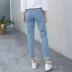 Cộng thêm quần jeans nhung nữ 2018 xuân hè mới phiên bản Hàn Quốc của quần Harlan chín quần hoang dã quần ống đứng Quần jean