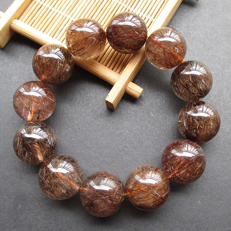 天然巴西稀少收藏級水晶包裹黑銅鈦粗銅髮晶19mm大水晶手錬帶證書