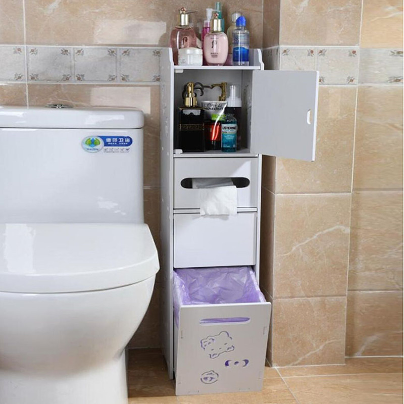 Bathroom crevice cabinet Floor shelf Toilet waterproof side cabinet Powder room storage narrow cabinet Toilet paper towel storage cabinet