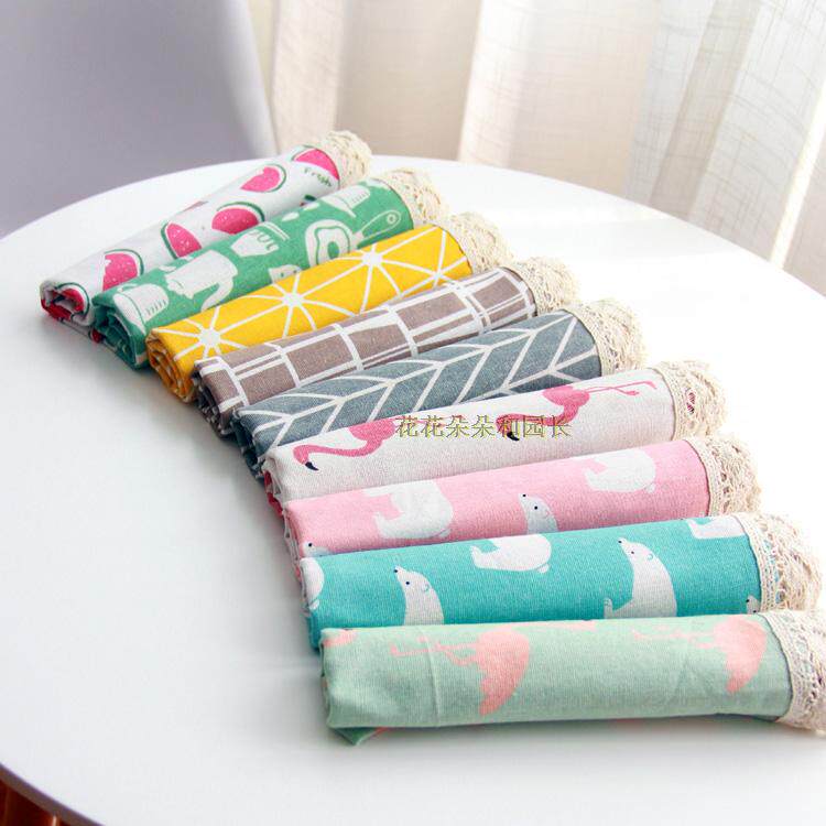 Cotton linen tablecloth dustproof simple Japanese pastoral style Small fresh rectangular dining table Tea table cloth tablecloth