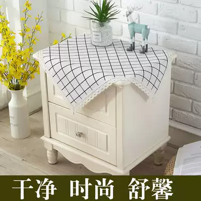 Cotton linen art Plaid bedside cabinet dust cover refrigerator cover cloth microwave oven dust cloth printing machine dust cloth cover