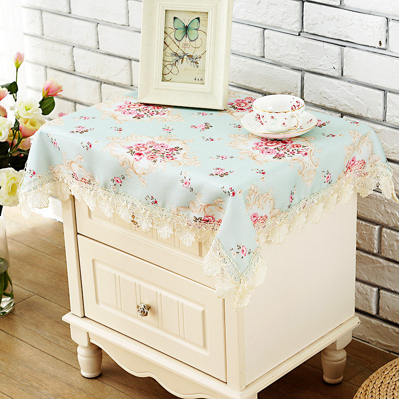 High-grade pastoral lace bed head cabinet cover cloth fabric washing machine refrigerator Microwave oven dust cover set modern simple towel