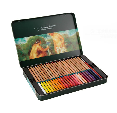 Marco Reynaua A 3120 Large Division Grade Water Soluble Color Pencil Drawing 36 Color 48 Color Iron Boxed Color Pencil