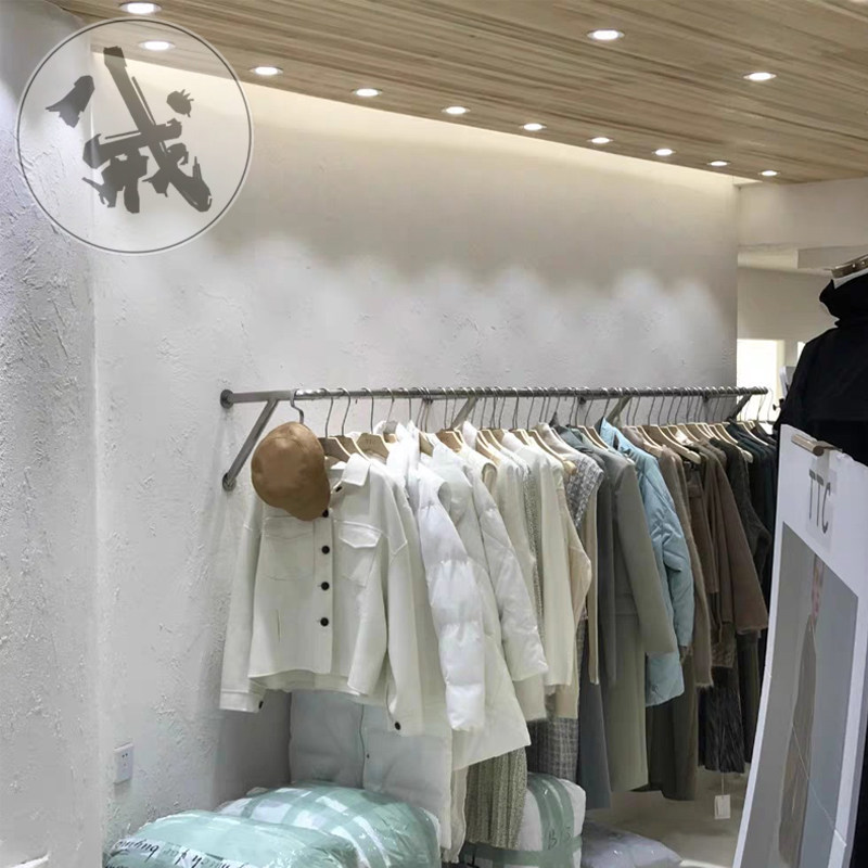 Clothing Store Upper Wall Wall-mounted Display Rack Floor Style Brief Positive Hanging Stainless Steel Hanging Shelf Clothes Rack Clothes Rack