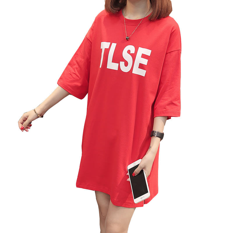 Phụ nữ mang thai mùa hè 2018 áo sơ mi mới cotton ngắn tay T-Shirt Hàn Quốc phiên bản của đoạn dài loose thai sản mùa hè ăn mặc