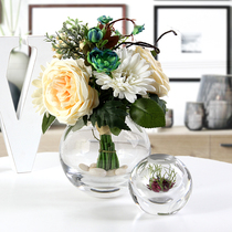 Modern minimalist glass flower arrangement European creative living room glass flower vase Nordic home decorations ornaments