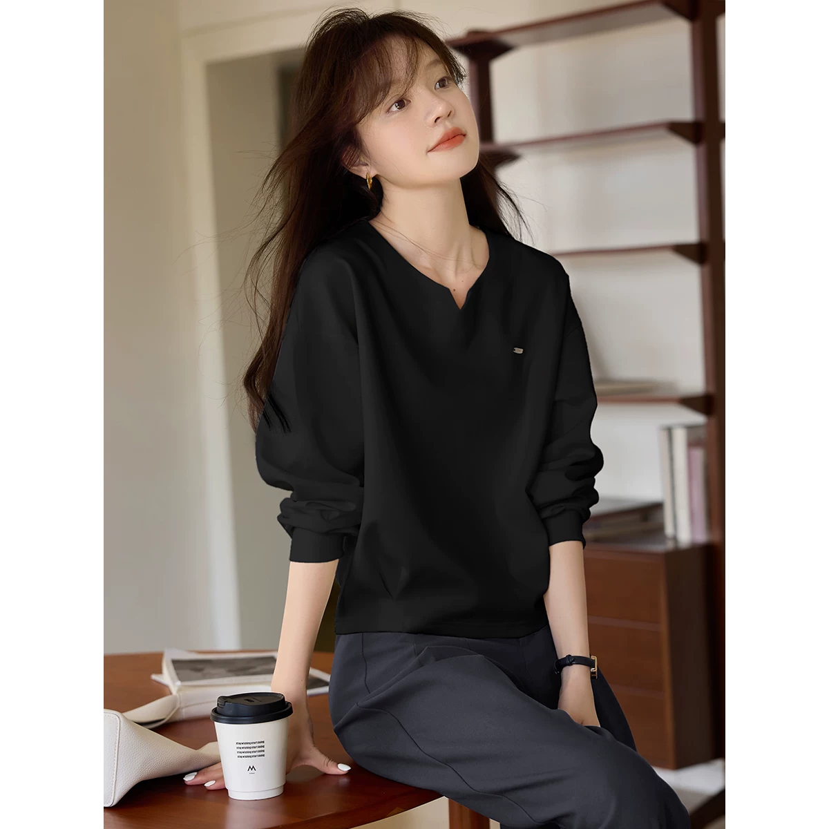 Узкий бандаж для отдыха, свитшот летний oversize, V-образный вырез