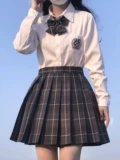 Оригинальная студенческая юбка в складку, летняя японская школьная юбка, рубашка, комплект, длинный рукав
