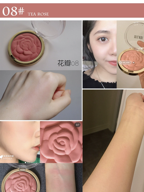 Thương hiệu tóc thẳng | Milani dập nổi cánh hoa hồng ửng hồng trang điểm tự nhiên rouge năng lực sửa chữa - Blush / Cochineal