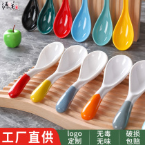Two-color melamine spoon plastic spoon restaurant commercial hook spoon spicy hot ramen spoon imitation porcelain tableware hot pot spoon