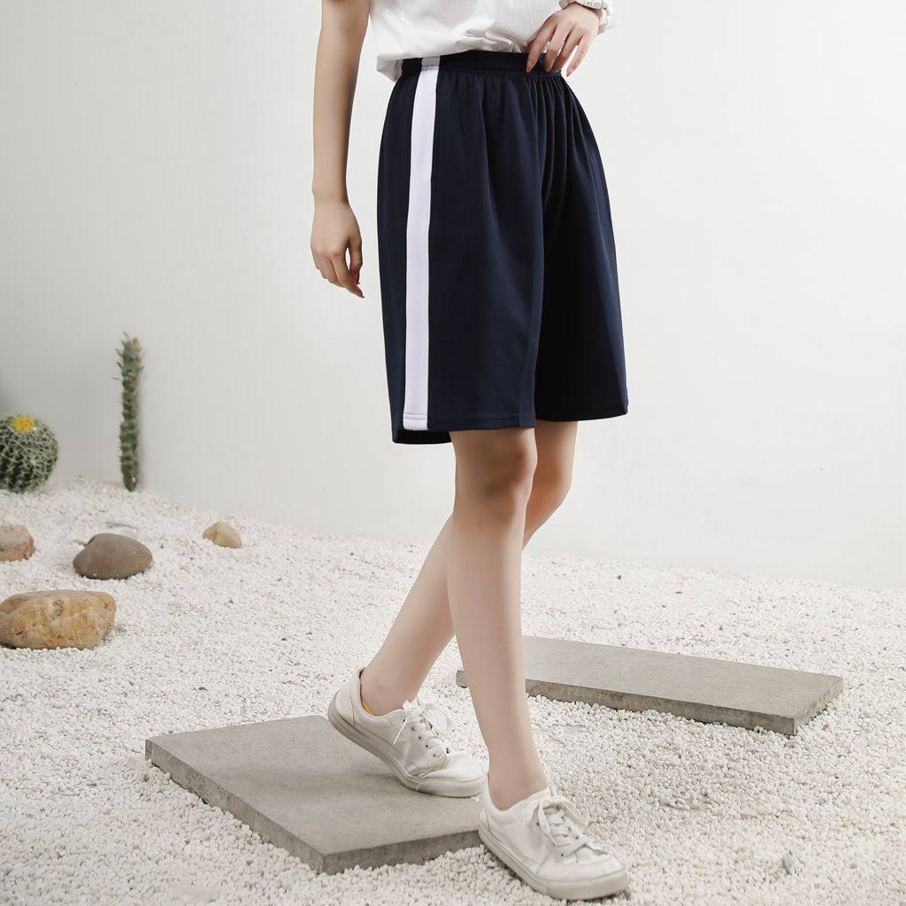 School uniform pants five-seven-point pants men and women junior high school students a bar wide white edge shorts summer thin school pants