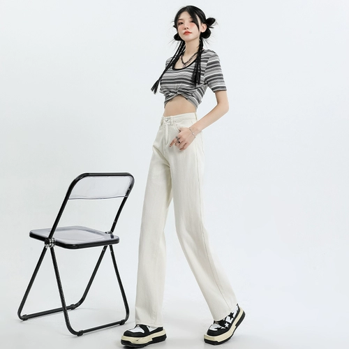 Белые демисезонные джинсы, утепленные штаны, приталенные леггинсы, подходит для подростков, высокая талия, свободный прямой крой