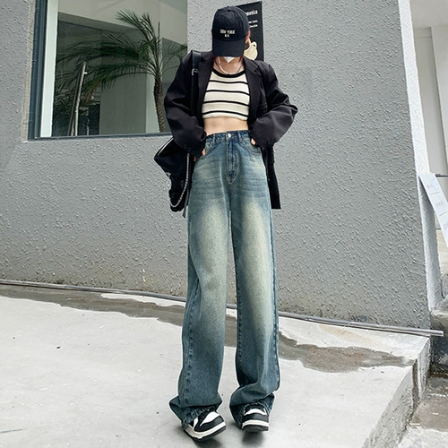 Ретро приталенные джинсы, летние штаны, оверсайз, высокая талия, свободный прямой крой