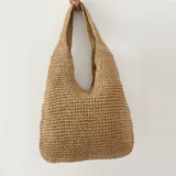 Летняя плетеная соломенная вместительная и большая сумка на одно плечо, пляжный шоппер, жилет, в корейском стиле