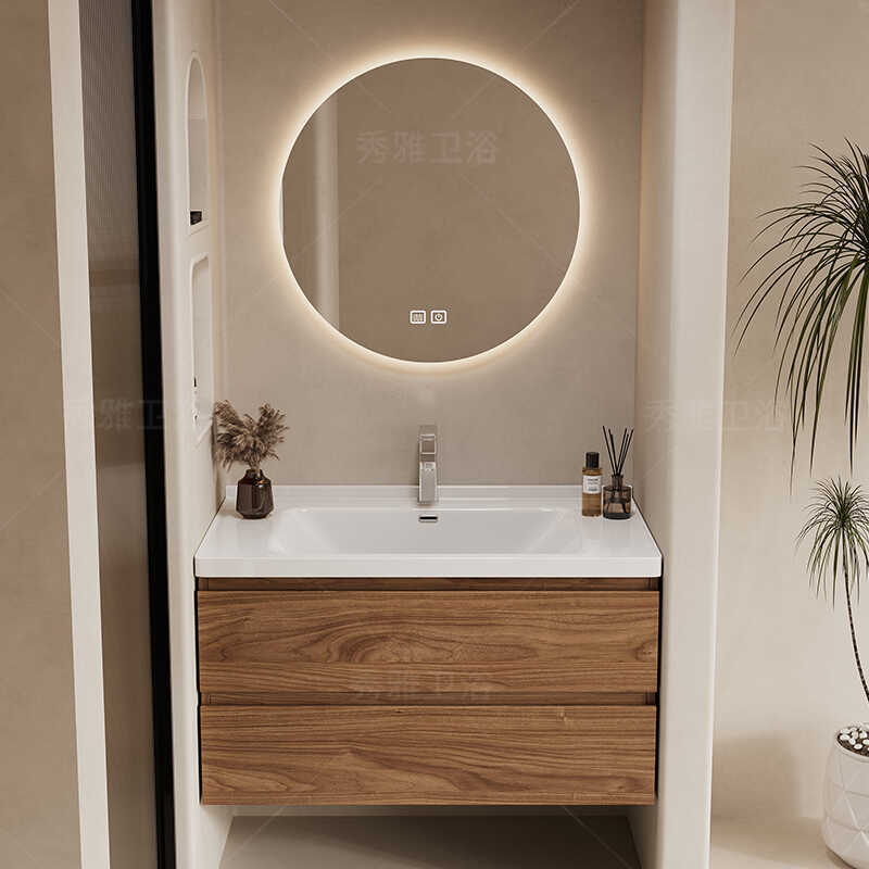 Black Walnut Color Bathroom Cabinet with Integrated Ceramic Washbasin and Sink Basin Cabinet Set Black Walnut Color Bathroom Cabinet with Integrated Ceramic Washbasin and Sink Basin Cabinet Set