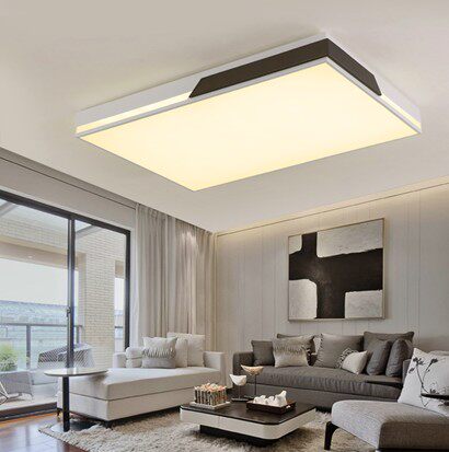 The country's new blade white plus coffee atmospheric rectangular living room lamp LED modern minimalist wrought iron ceiling lamp