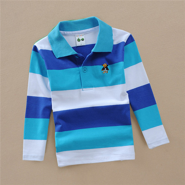 mùa thu áo 3 vừa và lớn cậu bé 8 chàng trai dành cho trẻ em mới dài sleevestriped quần áo mùa xuân 7 POLO9 áo t-shirt 5 bông trẻ em với cổ áo