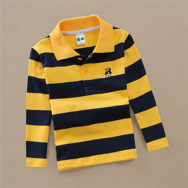 mùa thu áo 3 vừa và lớn cậu bé 8 chàng trai dành cho trẻ em mới dài sleevestriped quần áo mùa xuân 7 POLO9 áo t-shirt 5 bông trẻ em với cổ áo