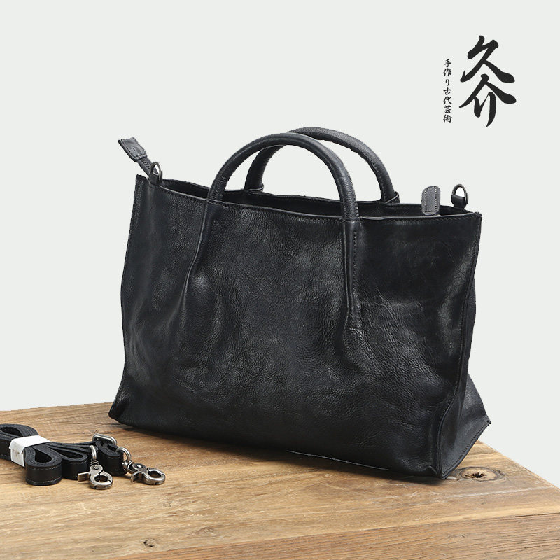Handmade leather large bag female head skin lawyer professional designer business handbag male