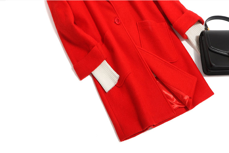 Áo khoác len cashmere hai mặt mùa thu 2019 dành cho nữ dài phần chống mùa khuyến mãi áo cưới màu đỏ cô dâu lớn anh - Accentuated eo áo áo khoác dạ nữ dáng suông ngắn