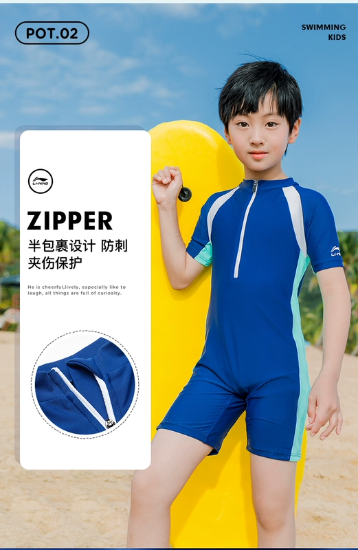 Đồ bơi một mảnh trẻ em Li Ning 2022 phong cách mới dành cho bé trai và bé gái mùa hè thanh thiếu niên đồ bơi chuyên nghiệp dành cho bé trai trung và lớn tuổi áo bơi trẻ em nam bộ bơi trẻ em