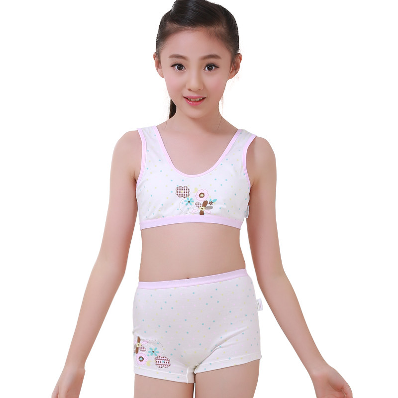 Girls' Underwear Vest Development Period 9-12 Years Old Pupils Middle School Children's Underwear Suit Cotton Student Bra