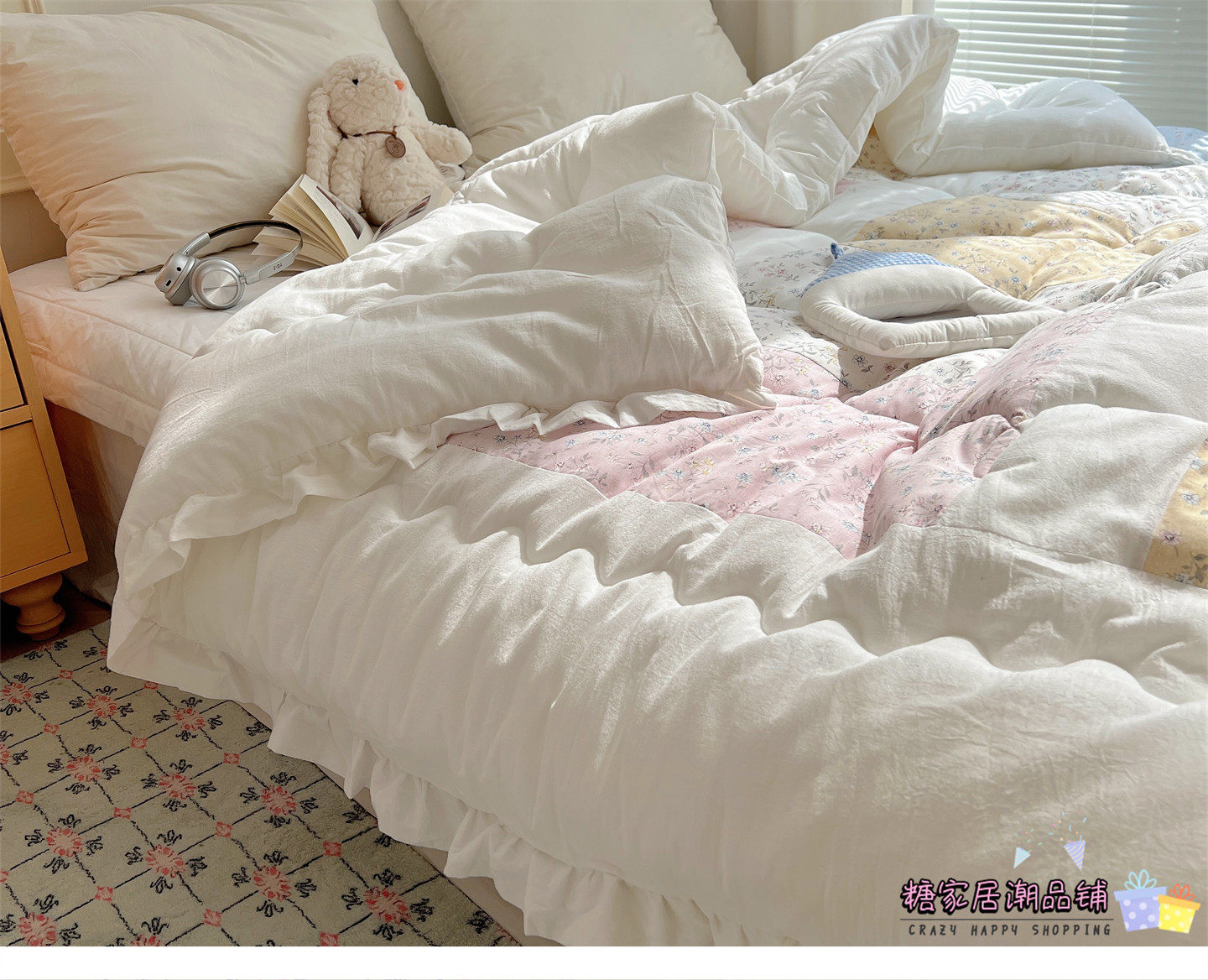 Одеяло в корейском стиле с большими кружевами, легкое всесезонное одеяло для двуспальной кровати, машинная стирка