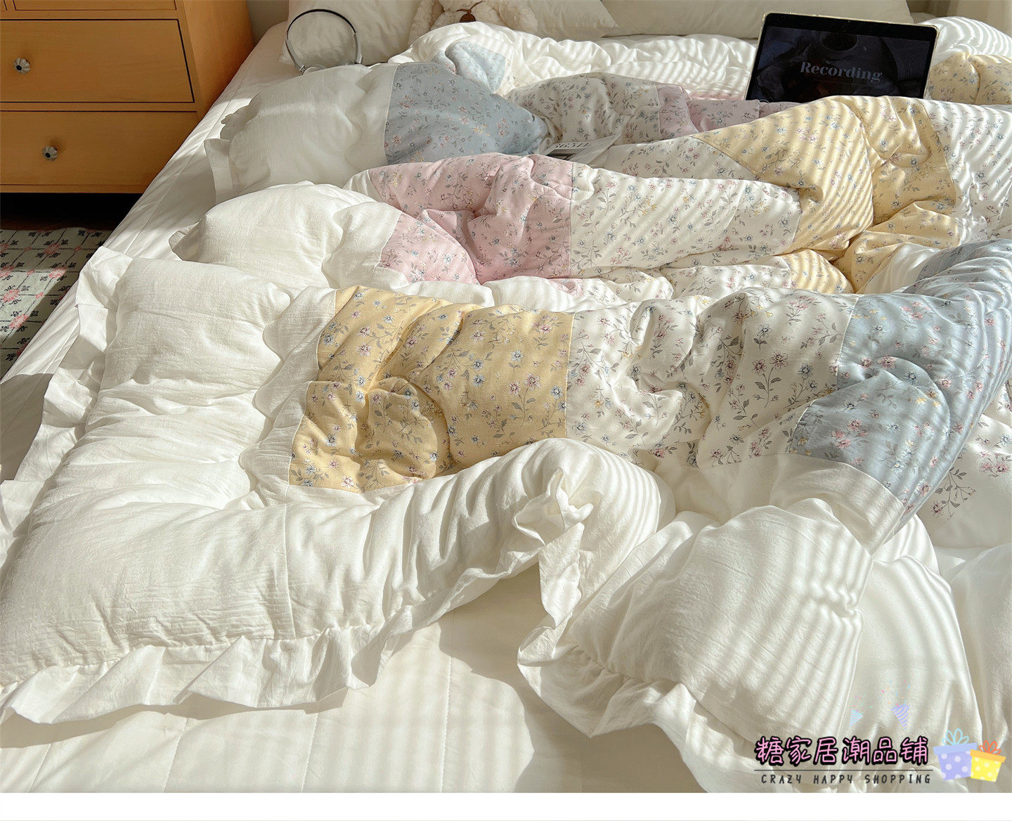 Одеяло в корейском стиле с большими кружевами, легкое всесезонное одеяло для двуспальной кровати, машинная стирка