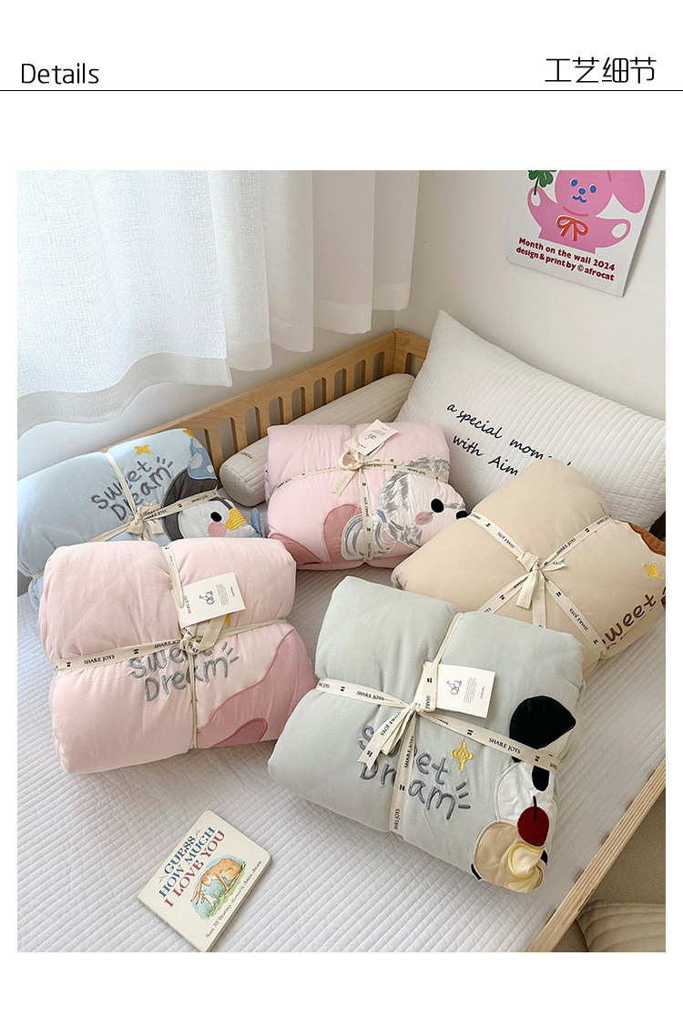 Детское зимнее одеяло класса А из вязаного хлопка со съемным чехлом, мультяшная розовая собачка, односпальное утепленное одеяло