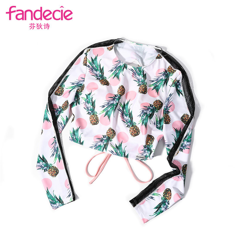 Fendish INS wind swimsuit women's fruit print sexy beauty back strap long sleeve swimsuit FS0695